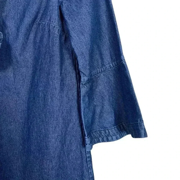 Draper James Vintage Chambray Demin Ruffle Shift Dress Size 4 - Picture 3 of 7